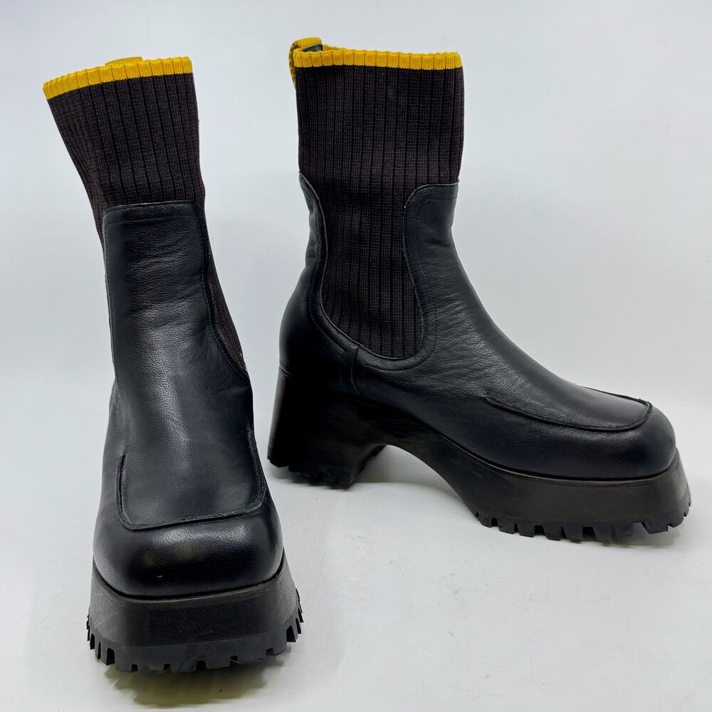 Charlotte Stone Black and Yellow Ankle Boots